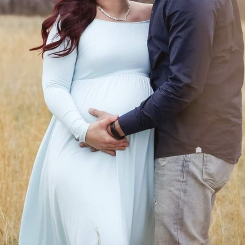 Pinkblush maternity dress baby blue